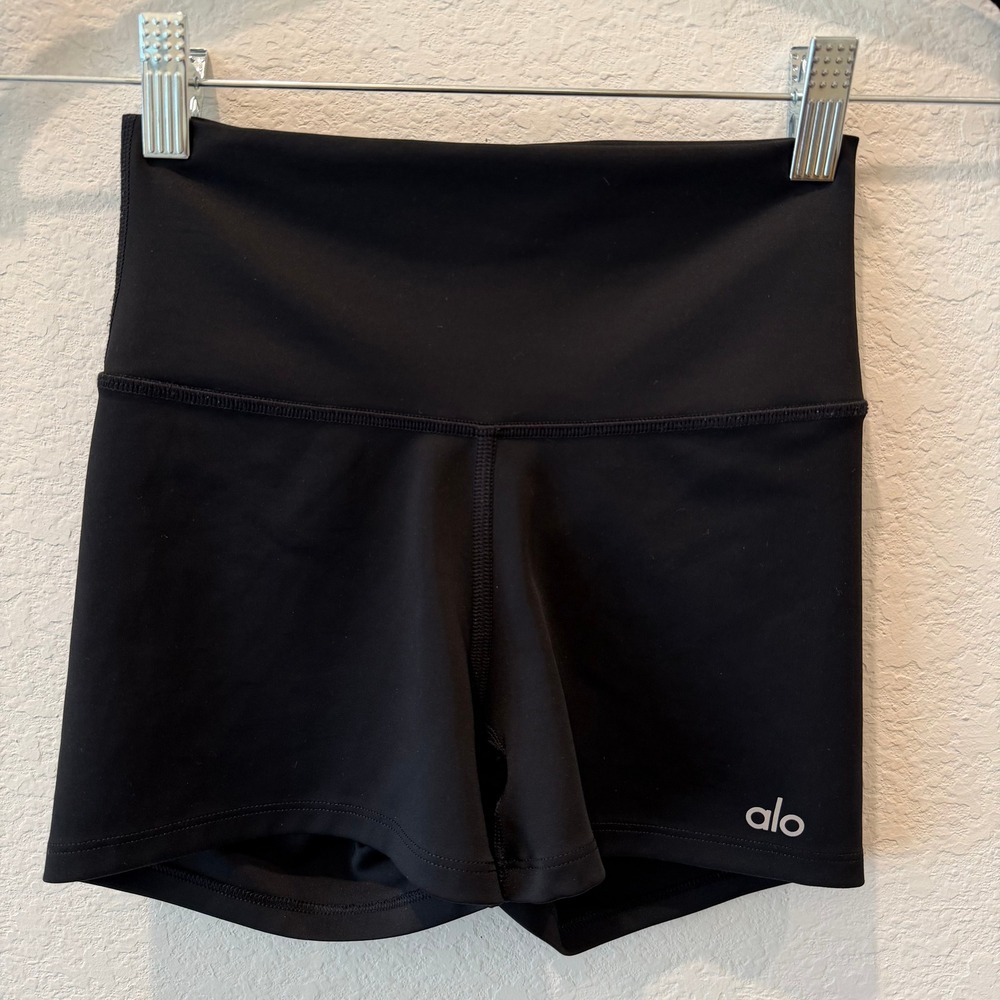 Alo Yoga Airlift High Waist Shorts Black Athletic Biker Yoga XXS